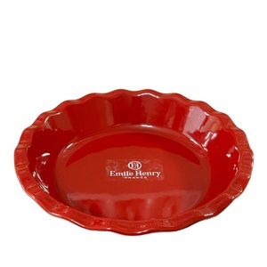 NEW Emile Henry Red RUFFLED 9” PIE DISH